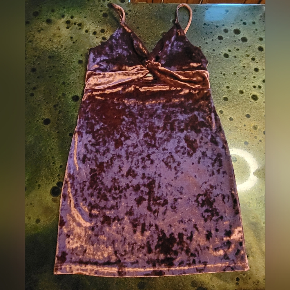 FREE PEOPLE Come Together Crushed Velvet Adjust Strap Mini Dress Size Large